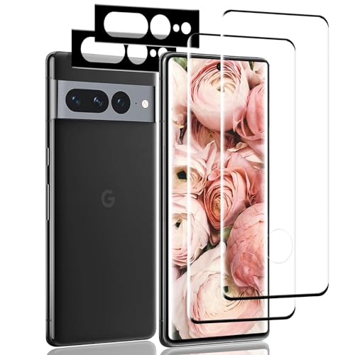 Schutzfolie Panzerfolie für Google Pixel 7 Pro, [Kante an Kante][Blasenfrei][Anti-Kratzer Schutzfolien] Ultra-HD Displayschutzfolie, 2 Stück Schutzfolie und 2 Stück Kameraschutz von RIIMUHIR