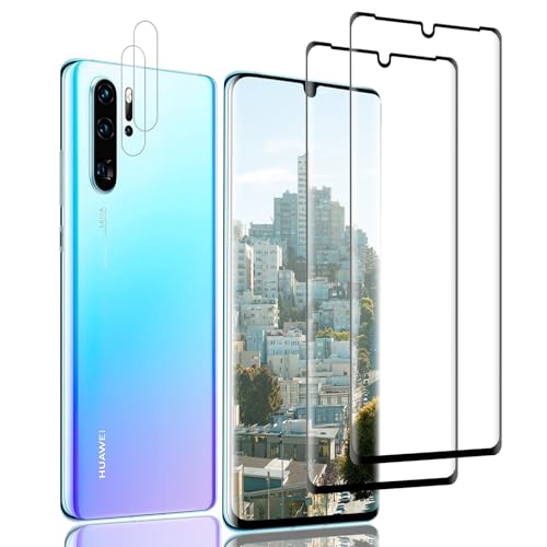 Schutzfolie Panzerfolie für Huawei P30 Pro, [Kante an Kante][Blasenfrei][Anti-Kratzer Schutzfolien] Ultra-HD Displayschutzfolie, 2 Stück Schutzfolie und 2 Stück Kameraschutz von RIIMUHIR