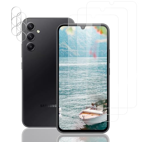 Schutzfolie Panzerfolie für Samsung Galaxy A34 5G, [Kante an Kante][Blasenfrei][Anti-Kratzer Schutzfolien] Ultra-HD Displayschutzfolie, 3 Stück Schutzfolie und 2 Stück Kameraschutz von RIIMUHIR