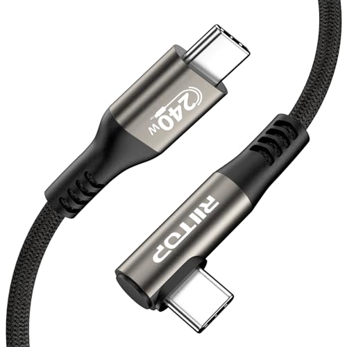 RIITOP 240W USB C auf C Kabel 2M, Winkel 90 Grad USB-C Schnellladekabel PD 3.1 kompatibel mit Samsung S24 Ultra S23 S22 S21, MacBook Pro/Air, iPad Pro/Air/Mini, Pixel von RIITOP