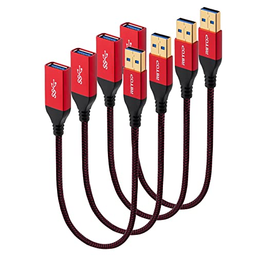 RIITOP USB 3.0 Verlängerungskabel Kurz 0,3 m (4 Stück), USB 3, Typ A, Stecker auf Buchse, 30 cm, Nylon Verlängerungs kabel 5Gbps Superschnelle von RIITOP