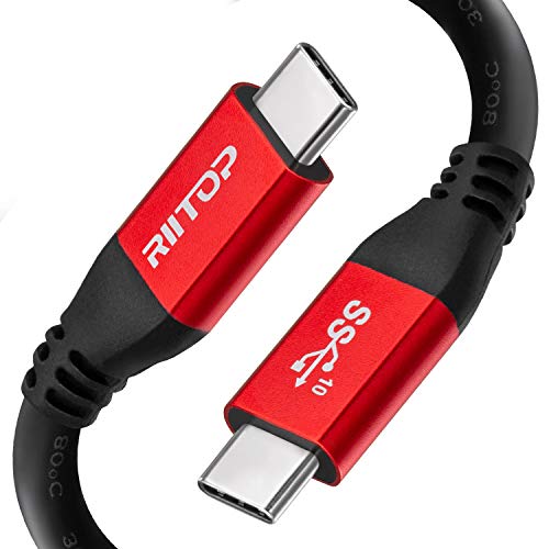 RIITOP USB 3.1 C auf C Kabel rechtwinklig mit Emarker, bis zu 96W PD Laden, 10Gbps Datenübertragung, 4K Video Ausgang, VR Link Kable 4.5M von RIITOP