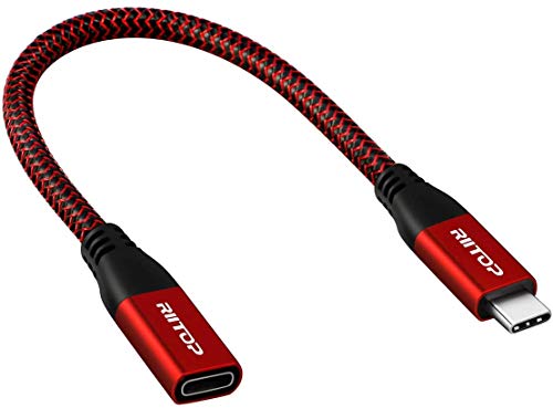 RIITOP USB C Verlängerungskabel 0,2M, USB 3.1 Gen2 10Gbps geflochten Typ C Stecker auf Buchse Extender Kabel, Laden und Datenübertragung,kompatibel mit iPad Pro 2021, MacBook Pro 2020, Galaxy S21 von RIITOP