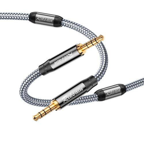 Aux Cable 3.5 Jack to 3.5 Jack Cable, 3.5mm Audio Cable-HiFi Stereo, 4-Pin Supports Microphone for Headset (CTIA), Mobile Phone, Speaker, Car Radio, MP3 Player, PS4, Xbox One (1.2m - 4 Pin) von RIKSOIN