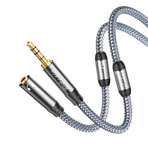 RIKSOIN Kopfhörer Verlängerungskabel 4-Pin TRRS Mikrofon 3,5 mm Klinke Verlängerung Kopfhörer AUX Stecker auf Buchse, Kompatibel mit Kopfhörer Handy Lautsprecher Tablets MP3 PC Autoradios (0.6m) von RIKSOIN