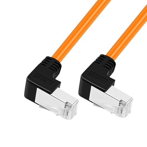 RIKYJIC Cat6a Gigabit-Ethernet-Kabel, geschirmt, Winkel, High-Flex-Zugkette, 10 Gbit/s SFTP-Patchkabel für Industriekameras/Büro-Router, Orange von unten nach unten, 2 m RIKYJIC Cat6a Gigabit-Ethernet-Kabel, geschirmt, Winkel, High-Flex-Zugkette, 10 Gbit/s SFTP-Patchkabel für Industriekameras/Büro-Router, Orange von unten nach unten, 2 m von RIKYJIC