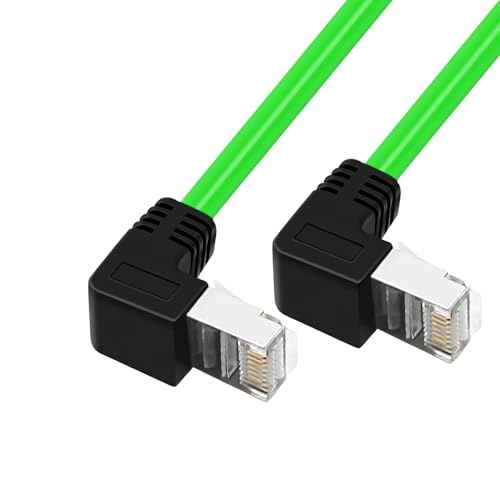 RIKYJIC Cat6a Gigabit-Ethernet-Kabel, geschirmt, Winkel, High-Flex-Zugkette, 10 Gbit/s SFTP-Patchkabel für Industriekameras/Büro-Router (Grün bis zu 2 m) von RIKYJIC