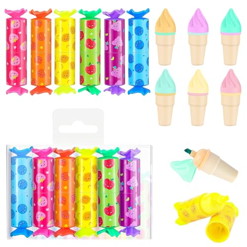 RISF 18 Stück Mini Textmarker Kinder Set, Eiscreme Bonbon Textmarker, Schreibwaren Kinder, Lustige Schreibwaren Highlighter, Kleine Geschenke Für Kinder Geschenke Party Geburtstag Schule RISF 18 Stück Mini Textmarker Kinder Set, Eiscreme Bonbon Textmarker, Schreibwaren Kinder, Lustige Schreibwaren Highlighter, Kleine Geschenke Für Kinder Geschenke Party Geburtstag Schule von RISF