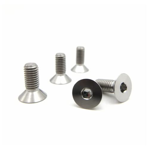 RISON Titanium Bolzen M6x1.0x15mm Innensechskant Senkkopfschrauben GR5 Flachkopf Bolzen Titanlegierungurfarbe Titan Senkkopf Bolzen TC4 Titan Inbusschlüssel Bolzen für Fahrrad MTB 5 Stück von RISON-Titanium