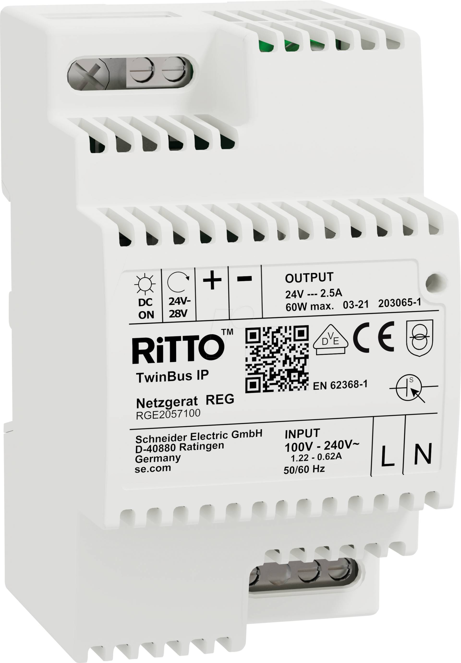 RITTO RGE2057100 - TwinBus IP Netzgerät, 24 V DC, 60 W von RITTO