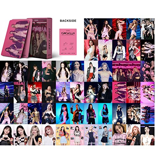 RIUGHJID 55 Stück Blackpink Pinkchella Week 2 Fotokarten Mini Karten BP Coachella Neues Album Karten Set BP Photocards Bllink Poster Karte für Fans von RIUGHJID