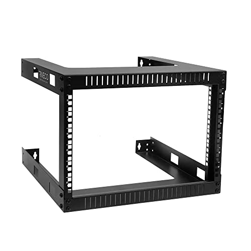 RIVECO 19" Wandmontage Open Frame Netzwerk Rack–17.7" Deep 6U Server Rack Heavy Duty für Internet/AV/Home Equipment (Schwarz) von RIVECO