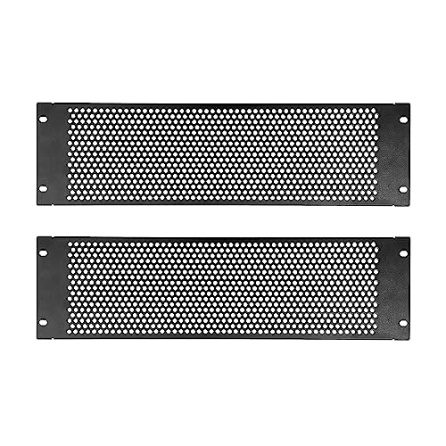 RIVECO 3U Belüftete Blanko-Paneele für Rack und Schränke, Frontabdeckung, 48,9 cm (19 Zoll) Server & Netzwerkregalhalterung, 2 Stück, Schwarz von RIVECO
