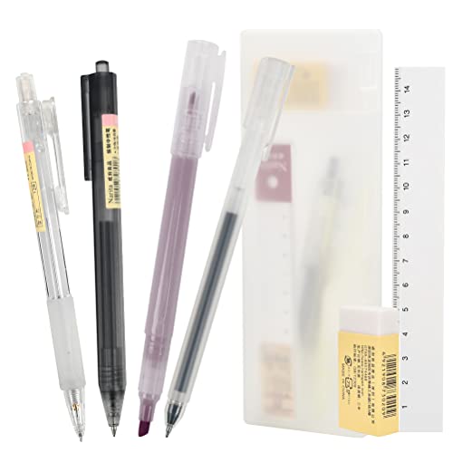 RIVLOP Druckbleistifte Set mit Federmäppchen, Mechanischer Bleistift 0,5 mm Doppelseitiger Textmarker Gelkugelschreiber set mit Doppelseitigem Lineal Radiergummi Federmäppchen für Büromaterial RIVLOP Druckbleistifte Set mit Federmäppchen, Mechanischer Bleistift 0,5 mm Doppelseitiger Textmarker Gelkugelschreiber set mit Doppelseitigem Lineal Radiergummi Federmäppchen für Büromaterial von RIVLOP