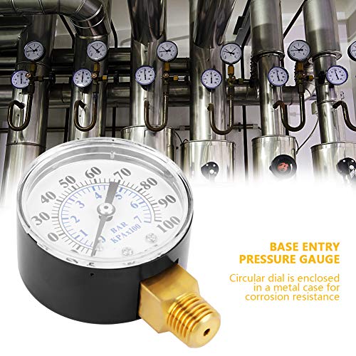 0-100PSI 0-7BAR FRAGS -MALUGE -MANOMET Einfach zu Installieren und zu Verwenden Dual Scale (PSI/Bar) Geeignet für Industrielle Anwendungen von RIZGHWOY