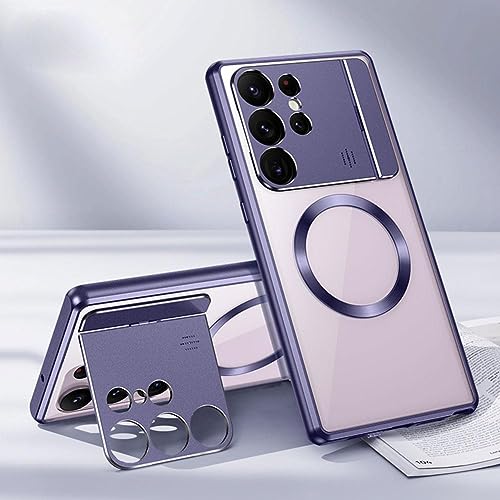 Für Samsung s22/s23ultra magnetische Saugnapf-Klapphalterung Aromatherapie-Telefonhülle, Aluminiumlegierung, faltbare Handyhülle mit Handyhalter für s21ultra lila von RJSQAQE