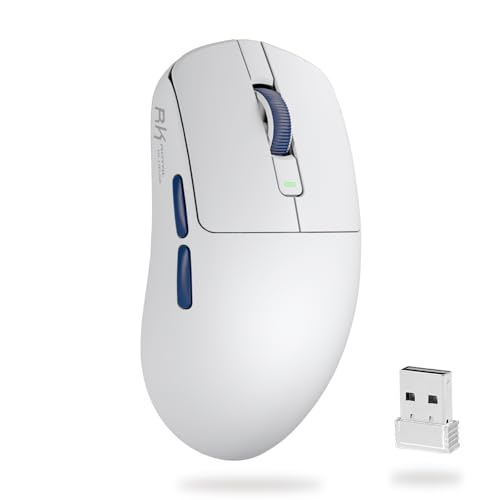 RK ROYAL KLUDGE M30 Gaming Maus Kabellos, 12000 DPI PixArt PAW3311 Sensor, 41g Ultralight Wireless Mouse Gaming, 1000Hz Polling, 2.4G/USB-C/Bluetooth Maus, 250mAh, Voll programmierbare Tasten, Weiß von RK ROYAL KLUDGE