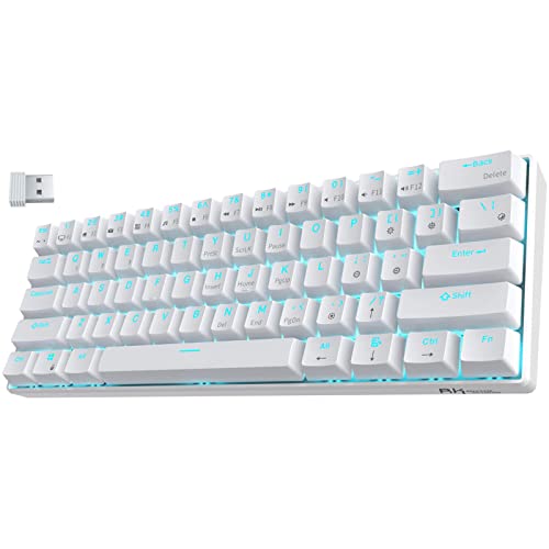 RK ROYAL KLUDGE RK61-US 2.4Ghz Kabellose/Bluetooth/Verkabelte 60% Mechanische Tastatur, 61 Tasten kompakte , Hot Swappable Braune Schalter Gaming mit Software für Windows/Mac/Android von RK ROYAL KLUDGE