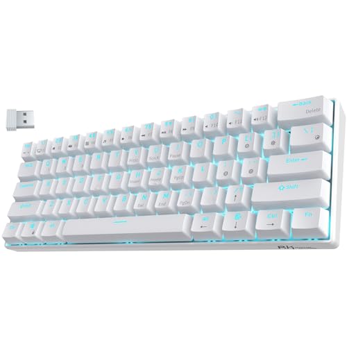 RK ROYAL KLUDGE RK61-US 2.4Ghz Kabellose/Bluetooth/Verkabelte 60% Mechanische Tastatur, 61 Tasten kompakte Tastatur, Hot Swappable Rote Schalter Gaming Tastatur mit Software für Windows/Mac/Android von RK ROYAL KLUDGE