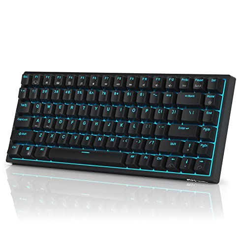 RK ROYAL KLUDGE RK84 Blaue Hintergrundbeleuchtete 75% BT5.0/2.4G/USB-C Hot Swap Mechanische Tastatur, 84 Tasten Tenkeyless TKL Mechanische Tastatur mit abnehmbarem Rahmen, Blaue Schalter von RK ROYAL KLUDGE