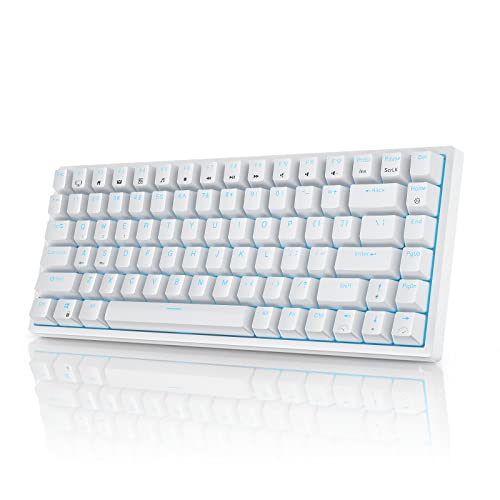 RK ROYAL KLUDGE RK84 Blaue Hintergrundbeleuchtete 75% BT5.0/2.4G/USB-C Hot Swap Mechanische Tastatur, 84 Tasten Tenkeyless TKL Mechanische Tastatur mit abnehmbarem Rahmen, Braune Schalter von RK ROYAL KLUDGE