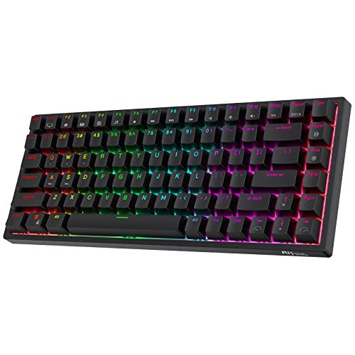 RK ROYAL KLUDGE RK84 Kabellose Bluetooth/2.4Ghz 75% RGB Mechanische Gaming-Tastatur, DREI Modi anschließbare Tastatur mit Hot-Swap-fähigem Blauem Schalter, Schwarz von RK ROYAL KLUDGE
