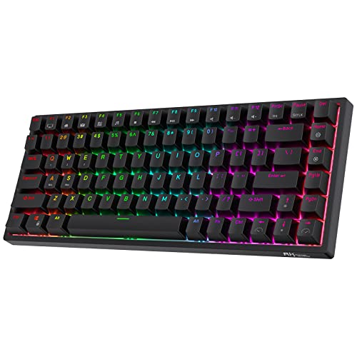 RK ROYAL KLUDGE RK84 Kabellose Bluetooth/2.4Ghz 75% RGB Mechanische Gaming-Tastatur, DREI Modi anschließbare Tastatur mit Hot-Swap-fähigem Leise & Linear Rotem Schalter, Schwarz von RK ROYAL KLUDGE