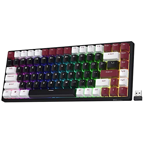 RK ROYAL KLUDGE RK84 RGB Limitierte Edition, 75% Tastatur BT5.0/2.4G/USB-C Hot-Swap-fähige mechanische , kabellose Bluetooth-Gaming mit 84 Tasten, RK Yellow Switch, Americano Schwarz von RK ROYAL KLUDGE