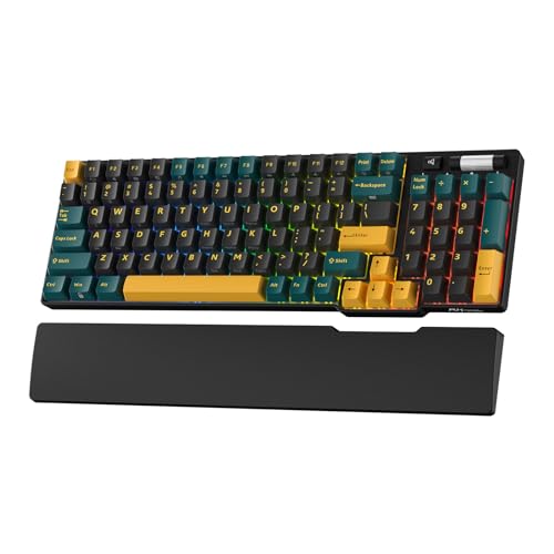 RK ROYAL KLUDGE RK96 RGB Limited Ed, 90% 96 Tasten Kabellose Tri-Modus BT5.0/2.4G/USB-C Hot-Swap-fähige Mechanische Tastatur mit Handballenauflage, Software-Unterstützung, Linearer Chromgrün Schalter von RK ROYAL KLUDGE