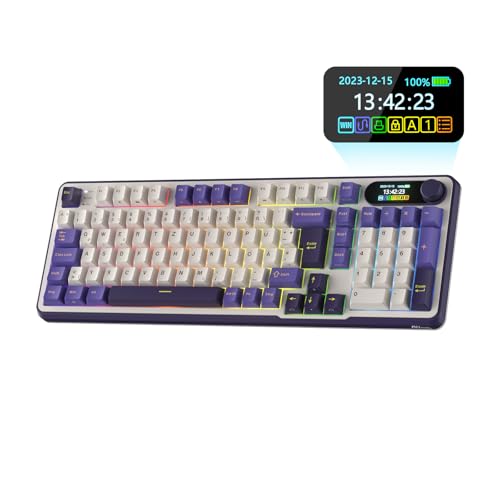 RK ROYAL KLUDGE S98 DE Mechanische Tastatur mit Smart Display & Knopf, Top Mount 96% Kabellose Mechanische Tastatur BT/2.4G/USB-C, Hot-Swap-fähige, Software-Unterstützung, 98 Tasten, QWERTZ von RK ROYAL KLUDGE