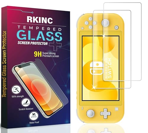 RKINC 2 Stück, Panzerglas Schutz Glas für Nintendo Switch lite, Panzer HD Displayschutzfolie, 0,33 mm kratzfest, splitterfrei, blasenfrei, lebenslangeGarantie von RKINC