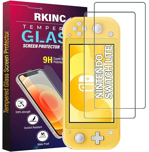RKINC 2 Stück, Panzerglas Schutz Glas für Nintendo Switch lite, Panzer HD Displayschutzfolie, 0,33 mm kratzfest, splitterfrei, blasenfrei, lebenslangeGarantie von RKINC