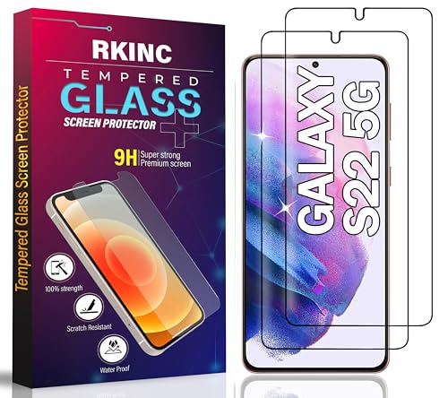 RKINC 2 Stück, Panzerglas Schutz Glas für Samsung Galaxy S22 5G, Entsperren per Fingerabdruck Panzer HD Displayschutzfolie, 0,33 mm kratzfest, splitterfrei, blasenfrei, lebenslangeGarantie von RKINC