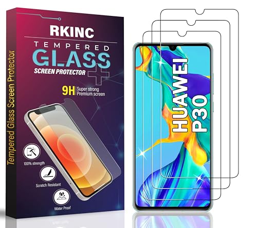 RKINC 3 Stück, Panzerglas Schutz Glas für Huawei P30, Panzer HD Displayschutzfolie, 0,33 mm kratzfest, splitterfrei, blasenfrei, lebenslangeGarantie von RKINC
