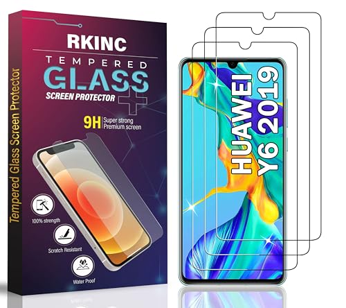 RKINC 3 Stück, Panzerglas Schutz Glas für Huawei Y6 2019, Y6 Prime 2019, Panzer HD Displayschutzfolie, 0,33 mm kratzfest, splitterfrei, blasenfrei, lebenslangeGarantie von RKINC