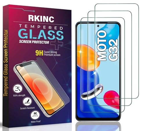 RKINC 3 Stück, Panzerglas Schutz Glas für Motorola Moto G32, Panzer HD Displayschutzfolie, 0,33 mm kratzfest, splitterfrei, blasenfrei, lebenslangeGarantie von RKINC