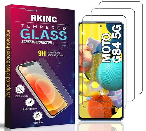 RKINC 3 Stück, Panzerglas Schutz Glas für Motorola Moto G84 5G, Panzer HD Displayschutzfolie, 0,33 mm kratzfest, splitterfrei, blasenfrei, lebenslangeGarantie von RKINC