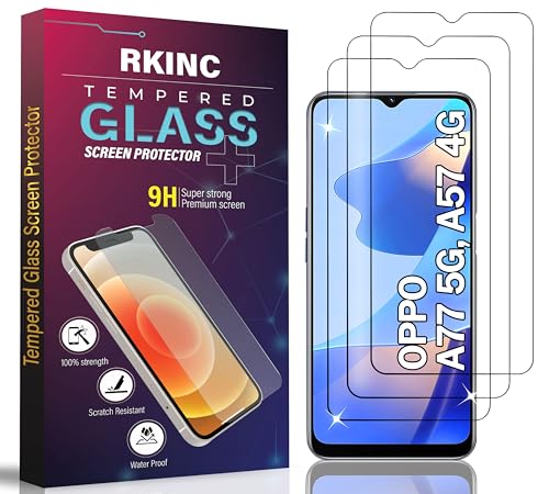 RKINC 3 Stück, Panzerglas Schutz Glas für OPPO A77 5G, OPPO A57 4G, A57s, Panzer HD Displayschutzfolie, 0,33 mm kratzfest, splitterfrei, blasenfrei, lebenslangeGarantie von RKINC