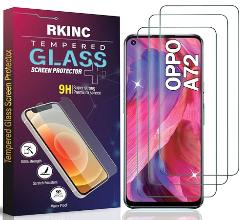 RKINC 3 Stück, Panzerglas Schutz Glas für Oppo A72, Panzer HD Displayschutzfolie, 0,33 mm kratzfest, splitterfrei, blasenfrei, lebenslangeGarantie von RKINC