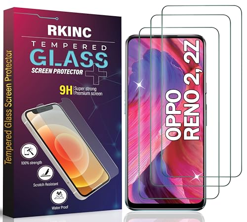 RKINC 3 Stück, Panzerglas Schutz Glas für Oppo Reno 2, Reno 2Z, Panzer HD Displayschutzfolie, 0,33 mm kratzfest, splitterfrei, blasenfrei, lebenslangeGarantie von RKINC