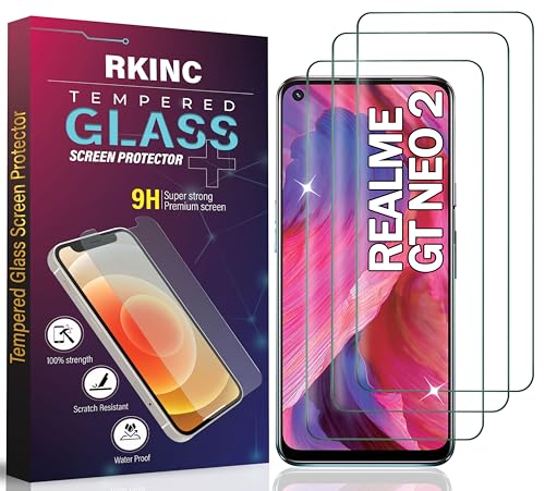 RKINC 3 Stück, Panzerglas Schutz Glas für Realme GT Neo 2/Realme GT 2/Realme GT Neo 3T (5G), Panzer HD Displayschutzfolie, 0,33 mm kratzfest, splitterfrei, blasenfrei, lebenslangeGarantie von RKINC