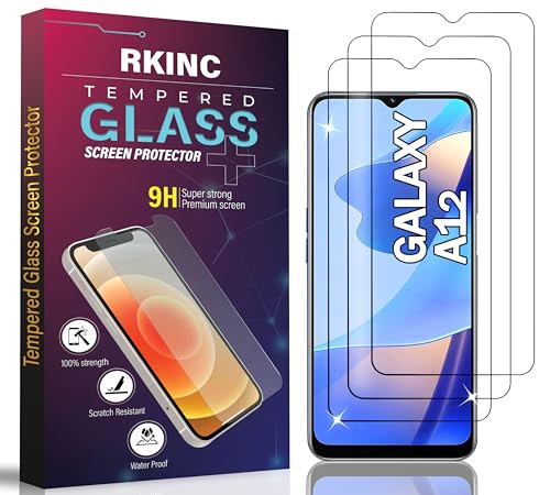 RKINC 3 Stück, Panzerglas Schutz Glas für Samsung Galaxy A12, Panzer HD Displayschutzfolie, 0,33 mm kratzfest, splitterfrei, blasenfrei, lebenslangeGarantie von RKINC
