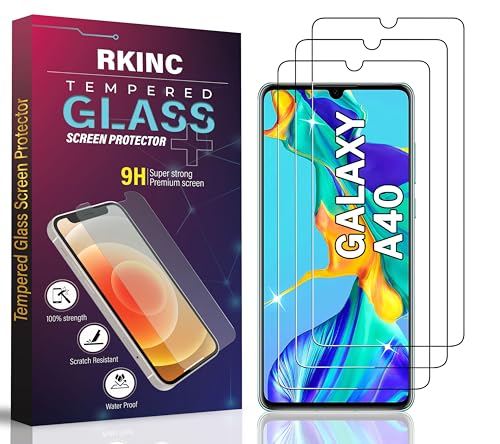 RKINC 3 Stück, Panzerglas Schutz Glas für Samsung Galaxy A40 (SM-A405F), Panzer HD Displayschutzfolie, 0,33 mm kratzfest, splitterfrei, blasenfrei, lebenslangeGarantie von RKINC