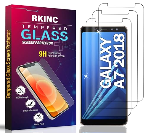 RKINC 3 Stück, Panzerglas Schutz Glas für Samsung Galaxy A7 (2018), Panzer HD Displayschutzfolie, 0,33 mm kratzfest, splitterfrei, blasenfrei, lebenslangeGarantie von RKINC