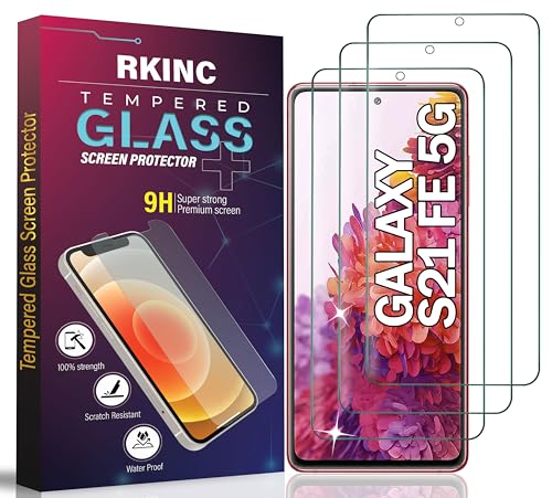 RKINC 3 Stück, Panzerglas Schutz Glas für Samsung Galaxy S21 FE 5G, Panzer HD Displayschutzfolie, 0,33 mm kratzfest, splitterfrei, blasenfrei, lebenslangeGarantie von RKINC