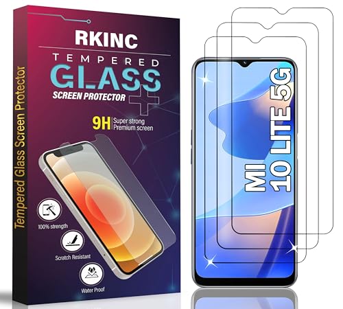 RKINC 3 Stück, Panzerglas Schutz Glas für Xiaomi Mi 10 Lite 5G, Panzer HD Displayschutzfolie, 0,33 mm kratzfest, splitterfrei, blasenfrei, lebenslangeGarantie von RKINC