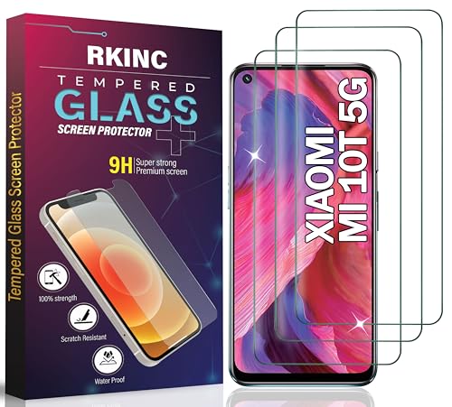 RKINC 3 Stück, Panzerglas Schutz Glas für Xiaomi Mi 10T 5G, Mi 10T Pro 5G, Panzer HD Displayschutzfolie, 0,33 mm kratzfest, splitterfrei, blasenfrei, lebenslangeGarantie von RKINC