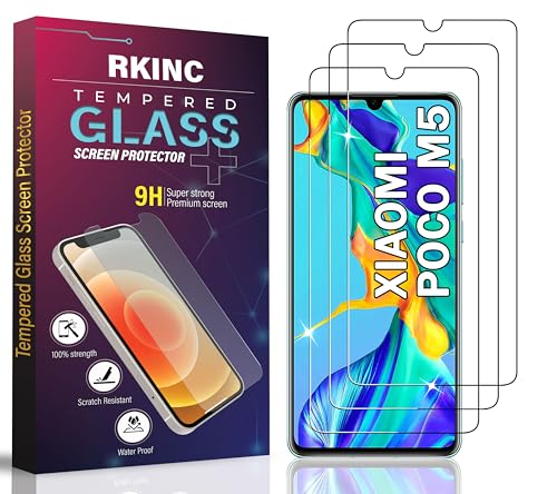 RKINC 3 Stück, Panzerglas Schutz Glas für Xiaomi POCO M5, Panzer HD Displayschutzfolie, 0,33 mm kratzfest, splitterfrei, blasenfrei, lebenslangeGarantie von RKINC