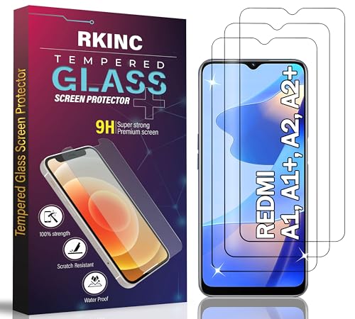 RKINC 3 Stück, Panzerglas Schutz Glas für Xiaomi Redmi A1, A1+, A2, A2+, Panzer HD Displayschutzfolie, 0,33 mm kratzfest, splitterfrei, blasenfrei, lebenslangeGarantie von RKINC