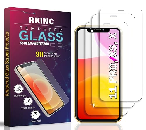 RKINC 3 Stück, Panzerglas Schutz Glas für iPhone 11 Pro/XS/X 5.8-Inch, Panzer HD Displayschutzfolie, 0,33 mm kratzfest, splitterfrei, blasenfrei, lebenslangeGarantie von RKINC